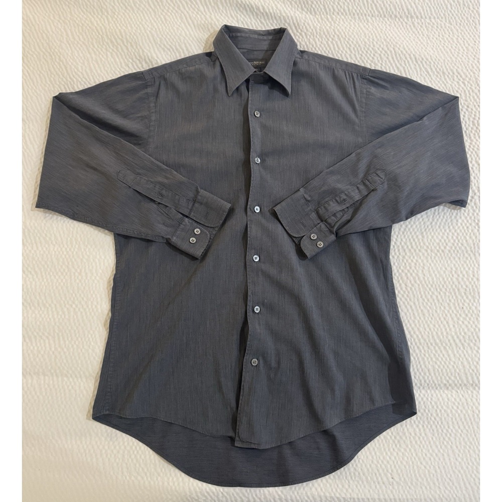 Banana Republic Stretch Mens Medium Gray Casual Button Up Dress Shirt